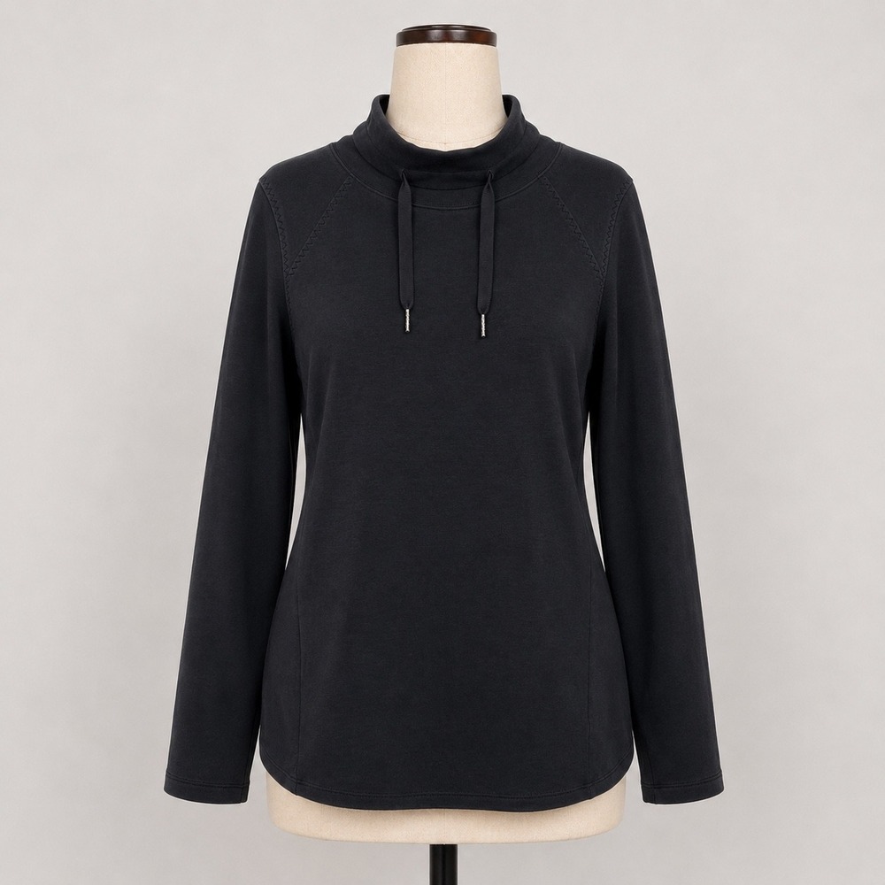 Spanx AirEssentials Got ya Covered Mock Neck Pullover Top Very Black Small Women